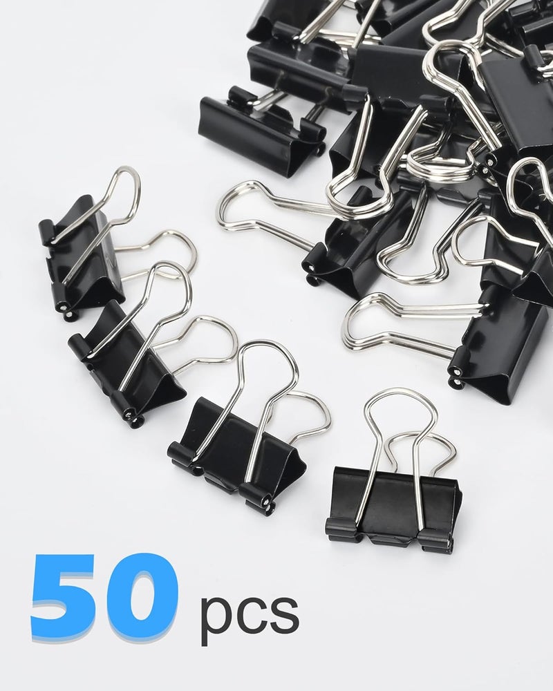 CUARUSUIKA Binder Clips, 50 Pack, 0.75 in Small Paper Clips for Office, (Black) - Image 3